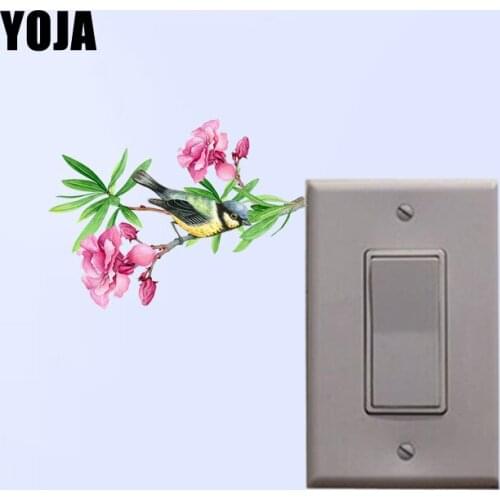 YOJA Mysterious Colored Flowers Birds Decor Personalized Wall Switch Sticker Living Room Bedroom 10SS0383