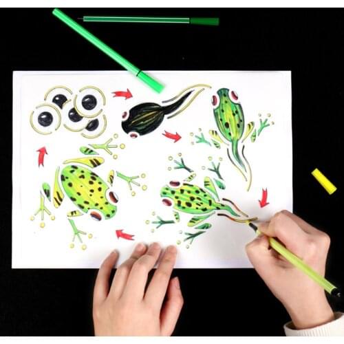1pc Stencils Frog Tadpole Painting Template Reusable DIY Scrapbooking Coloring Diary Album Decorative Office School Supplies