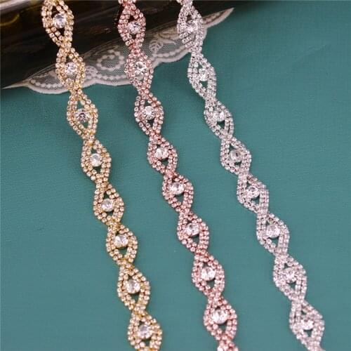 1 Yard Fancy Crystal Rhinestone Close Diamond Chain Flower Shape Trimming Welding Claw Chain for Crafts Project