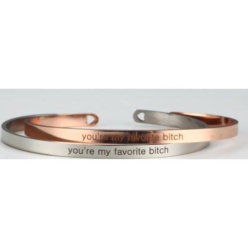 10PCS Charm 4MM Stainless Steel Lettering Bracelet you`re my favorite .Inspirational Cuff Bangle Bracelet Jewelry For Women Gift