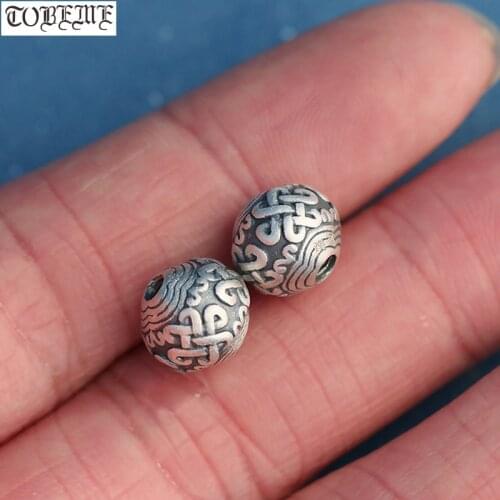 100% 3D 999 Silver Tibetan Endless Knot Beads Pure Silver Good Luck Jewelry Findings Loose Bead DIY Bracelet