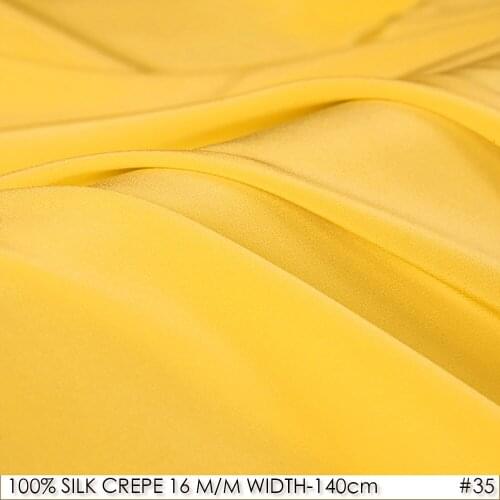 100% SILK CREPE DE CHINE 140cm width 16momme 2021 New Trends Desigual Sewing Material Royal Yellow NO35