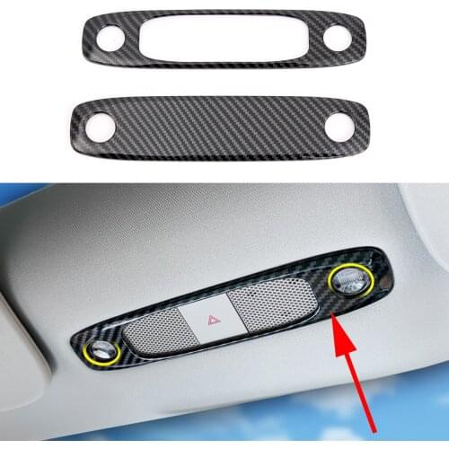 2PCS Car Roof Reading Light Lamp Carbon Fiber Frame Cover Trim For 2017 2018 2019 Tesla Model 3