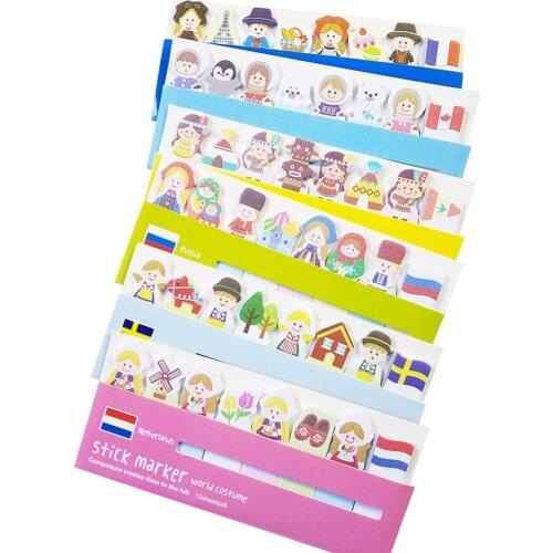 30 Pack/lot Kawaii Scrapbooking Sticky National Ethnic Customs Stickers Notes School Office Supplies Stationery Flags For Kids