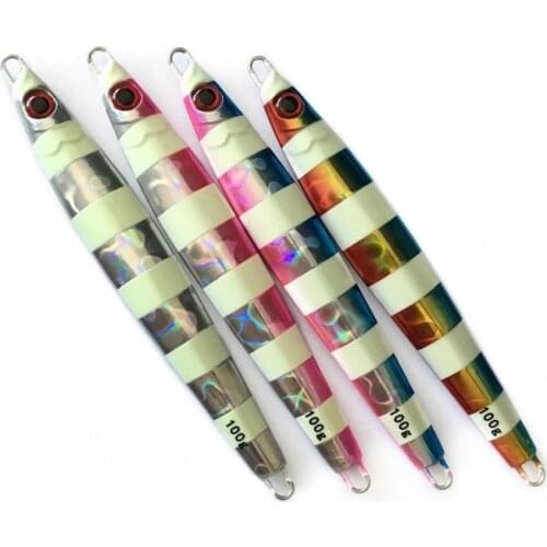 5PCS Zebra Glow Stripe Fishing Ocean Boat Jig Deep sea Jigging Jigbait Spoon Lure baits 100/130g