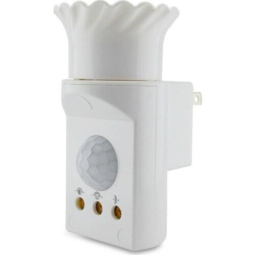 AC220V 360 Degrees PIR Induction Motion Sensor IR Infrared Human E27 Plug Socket Switch Base LED Bulb Lamp Holder