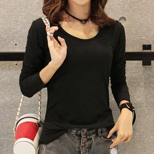 Basic T Shirt Women Long Sleeve Women Tops 2019 Autumn Winter Women Tops Tees Cute Solid Loose T-shirts Casual Tunic