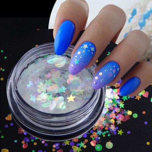 Holographic Mermaid Spring Sequins for Nails Glitter Flakes Star Heart AB Spangles for Gel Paillette Manicure Decor GLAB01-15
