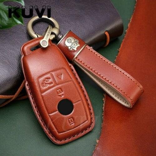 Genuine Leather Car Key Cover Case Shell Bag Protective Key Ring For Mercedes Benz 2017 E Class W213 2018 S class Accessories