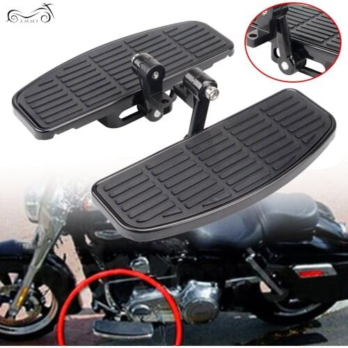 Black Motorcycle Adjustable Front Footrest Rider Driver Foot Rest Pegs Floorboards For Harley Touring Sportster Softail Dyna