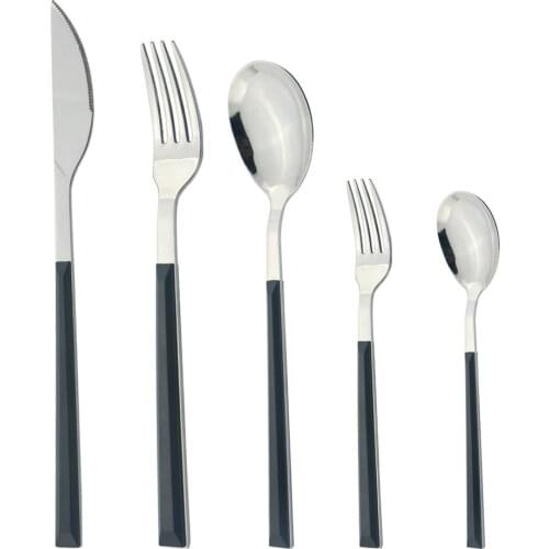 Black Sliver Western Dinnerware Stainless Steel Cutlery Set Knives Fork Spoons Dessert Spoons Sliverware Kitchen Tableware Set