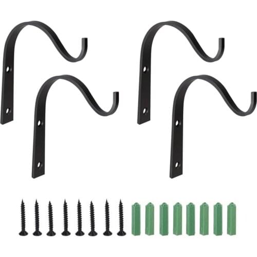 Flower Troughs Hook Wall-mounted Lantern Hanger Outdoor Decorative Hooks Garden Tool Classic Design 4pcs Metal Plant Bracket