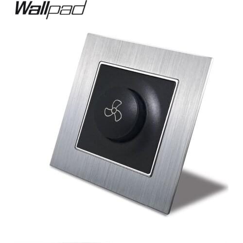 EU Fan Regulator Switch with Claws Wallpad 110-250V Silver Satin Schuko Wall Rotary Control Fan Switch For Round Box