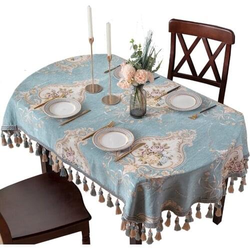 European Luxury Oval Tablecloth Elegant Floral Embrideren Wedding Table Cover Rectangular Table Cloth for Banquet/party Decor
