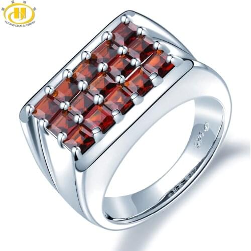 Hutang Garnet Wedding Ring Natural Gemstone Solid 925 Sterling Silver Classical Fine Fashion Stone Jewelry Women Man Gift New