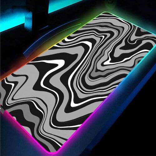 Black Personality Stripes Four USB Ports RGB Mouse Pad Wired Luminous TypeC Port Mini Computer Keyboard Table Mat Led Light Pads