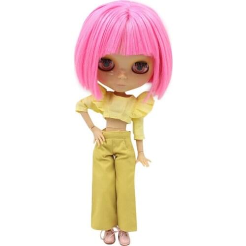 ICY DBS Nude Blyth Doll Serires No.BL 2369 Pink hair JOINT body burning skin with big breast 1/6 BJD