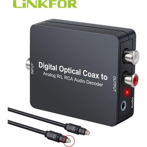 LiNKFOR Optical SPDIF Toslink/Coaxial Digital To Analog Audio Decoder Converter Support 5.1CH DTS PCM To 2CH Analog Stereo