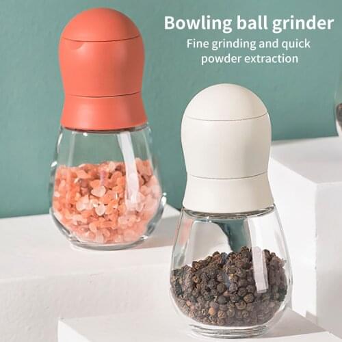Bowling Shape Pepper Mills Manual Pepper Grinder Adjustable Pepper Milling Tool Glass Pepper Shaker Safe Grinding Machines