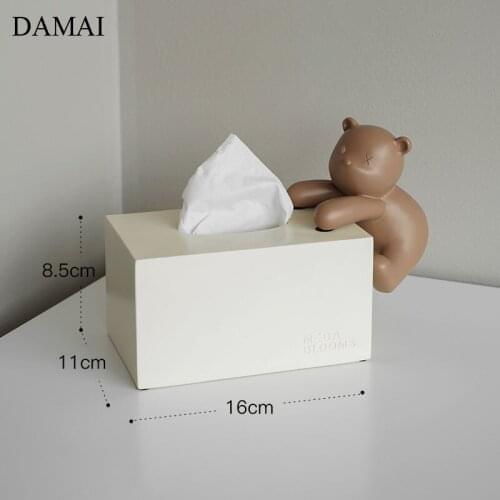 Cute Bear Resin Tissue Box Cover Animal Decorative Pumping Paper Storage Boxes Dining Table Napkin Holder Living Room Decoration
