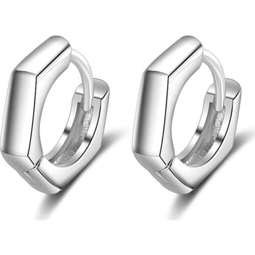 Trendy 925 Sterling Silver Earrings For Girl Jewelry Personality Geometry Hoop Earring Female Simple Fashion Ear Accessories Hot