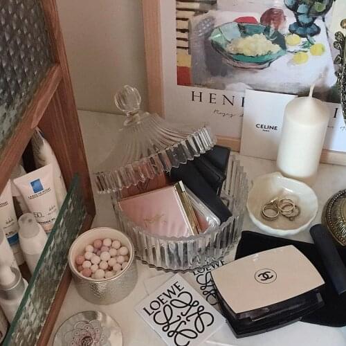 Fashion Dresser Glass Cover Storage Box Desktop European-style Jewelry Box Storage Jar Display Candy Jar Gift Gifts