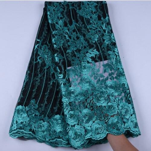 Latest Nigerian Laces Fabrics Green High Quality African Cotton Lace Fabric African French Mesh Tulle Lace Fabric For Dress 1373