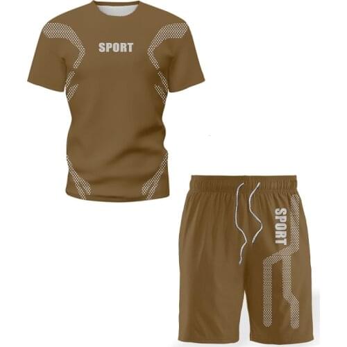 2021 New Mens Sets Summer T-Shirt Shorts Set Fitness Casual Tshirt Running Set Fashion O-Neck Printed tee Man Sport Set 5XL