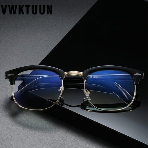 VWKTUUN Square Rivet Eyeglasses Frame Women Men Vintage Optical Glasses Prescription Glasses Frames Anti Blue Light Glasses