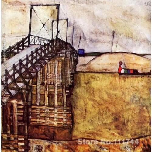 Landscape art paintings The Bridge Egon Schiele Hand painted High quality