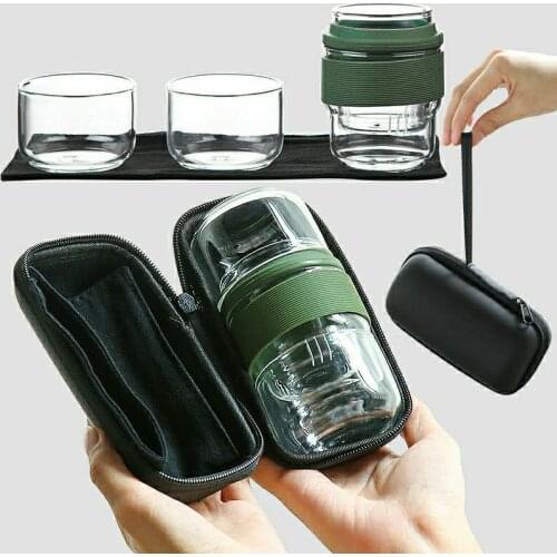 Portable Glass Tea Set Travel Teacup Kettle with Portable Bag Make Tea Creative Teaware