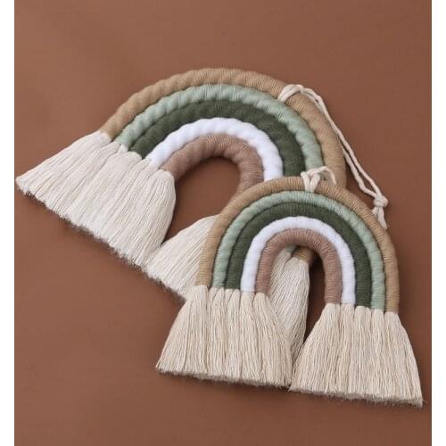 Rainbow Wall Hanging Ornament Handmade Woven Tassel Macrame Home Decoration for Nursery Baby Kids Room Wholesales