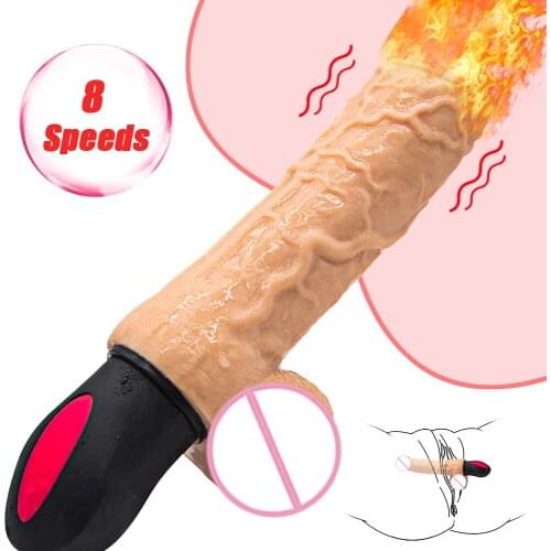 Realistic Dildo Vibrator Handheld Big Penis Vagina Clitoral Stimulator Heating G-Spot Vibrators 8 Speeds Sex Toys For Women