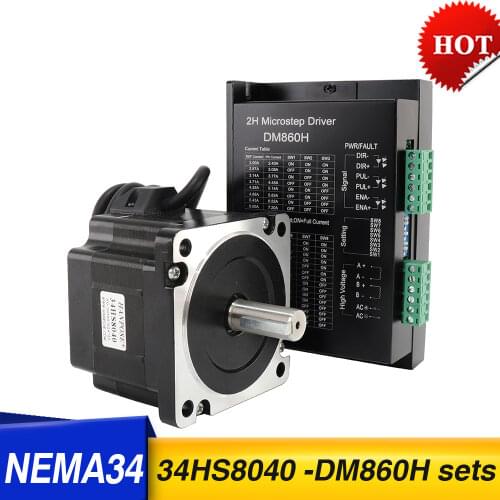 High torque NEMA34 stepper motor 86X80MM 4.0 N.m 4A stepping motor 34HS8040+DM860H drive for advertising instrument