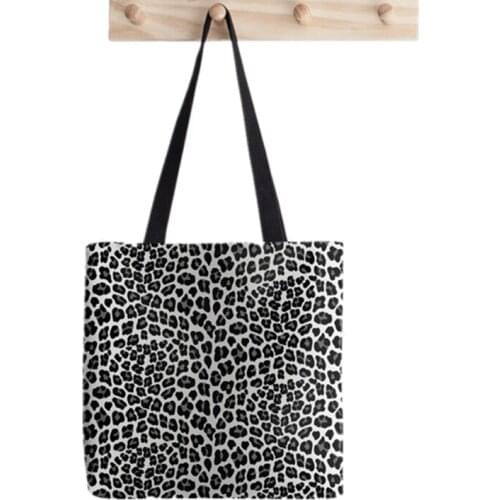 2021 Shopper Snow Leopard personality Printed Tote Bag women Harajuku shopper handbag girl Shoulder shopping bag Lady Canvas Bag