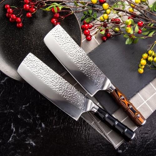 SHUOJI Luxury Stainless Steel Kitchen Knife Japanese Non-stick Blade Nakiri Small Cleaver 5Cr15mov Sharp Knives Kitchen Tools