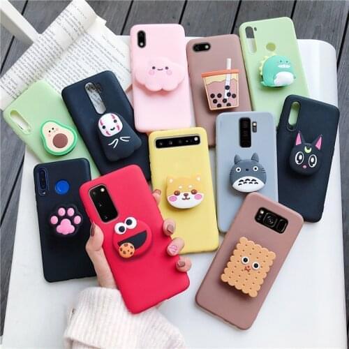 3D Silicone Cartoon Stand Phone Holder Case for Samsung A01 A11 A21 A21S A31 A41 A51 A71 A12 A32 A42 A52 A72 A10Fruits Cover