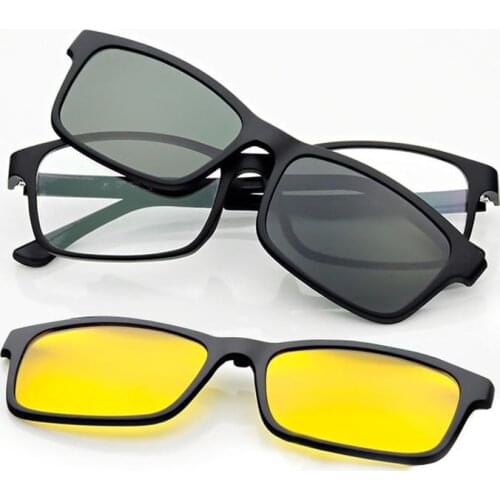 Super Light Eyeglasses Full Frame Glasses For Men Magnet 3d Clip Sunglasses Myopia Matte black Polarized With hook Nvgs 3D Lens