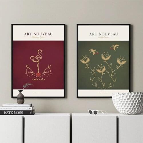 Modern Nouveau Flamingo Animal Love Birds Canvas Painting Wall Art Nordic Posters and Prints Wall Pictures for Living Room Decor