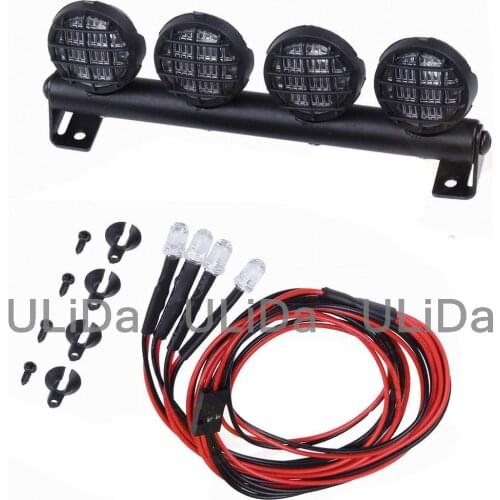 RC Car Light Bright Lamp LED Roof Light Bar with 4 Spotlights for 1/10 1/8 RC Car HSP TAMIYA CC01 Axial SCX10 Light Kit