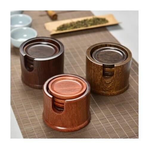 Fine ebony tea cups bamboo solid wood cups mat insulation Kung Fu tea accessories