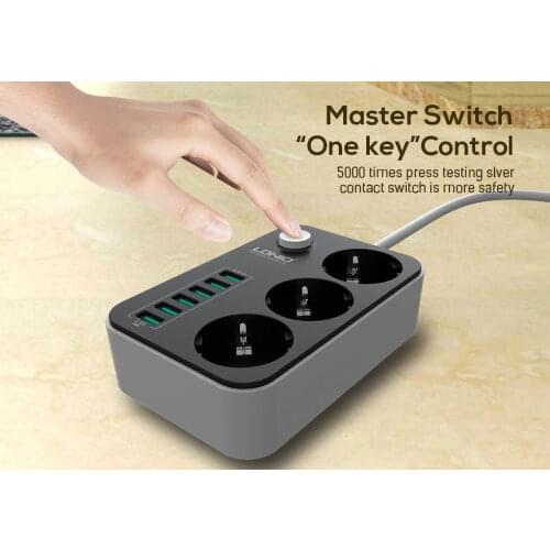 LDNIO 5V 3.4 a 3 USB ports Extension 6 Lu current protected