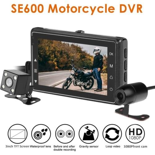 SE600 Motorcycle DVR Dashcam 3.0" Front Rear View Dual Camera 1080P HD G-sensor Motorbike Driving Video Recorder Dash Cam