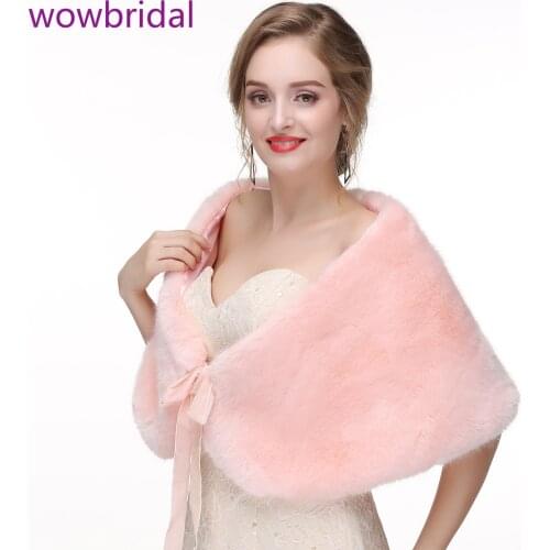 WOWBRIDAL Warm Faux Fur Winter Bridal Cape Wedding Cloaks Party Wraps Jacket Wrap Boleros De Encaje Boleros De Mujer