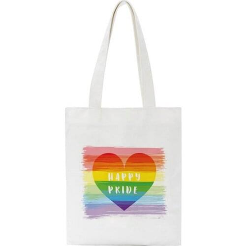Happy Pride Rainbow Letter Summer New Women Bag Purse Print Abstract Cartoon Shoulder Canvas Bags Fashion Handbag