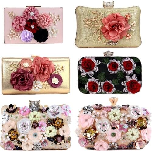 Flower Women Evening Bags Diamonds Metal Luxury New Small Day Clutch With Chain Shoulder Party Handbags
