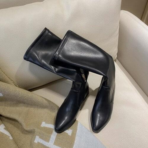 Fashion Knee High Boots Women Shoes 2021 New Autumn Winter Womens High Boots Side Zipper Heels Long Shoes Ladies Large Size 47
