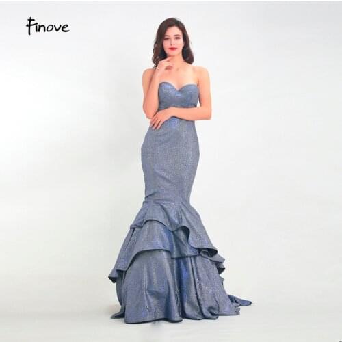 Finove 2020 Simple Reflective Dress Sexy Strapless Sweetheart Chic Mermaid Prom Gowns In Women' Dresses vestido de fiesta