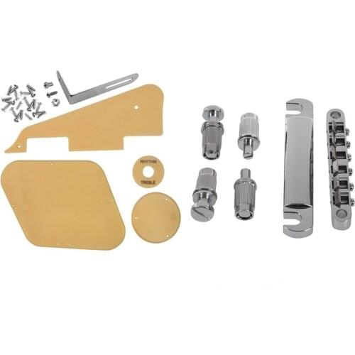 1 Set Guitar Tune-O-Matic Bridge Tailpiece Tail & 1Set Cream Pickguard /Cavity /Switch Covers/Pickup Selector Plate