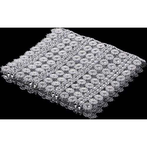 1 Yard 16 Rows 12cm Flower Rhinestone Ribbon Mesh Wrap Diamond for Wedding Decoration Wedding Cake Birthday Party Arts & Crafts